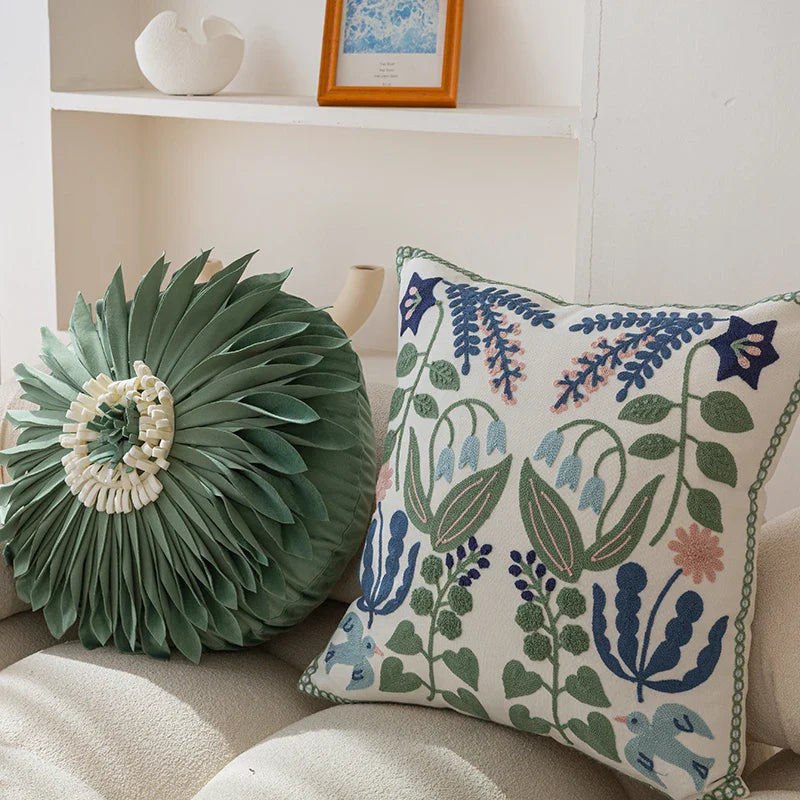 DecorBites™ Embroidered Floral Office Cushion Pillowcase - 45x45CM