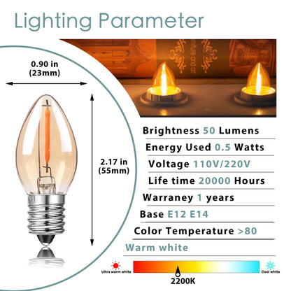 Bombilla LED de filamento DecorBites™ con cristal tintado dorado, tipo candelabro, regulable, 2200 K, 0,5 W, 110 V/220 V