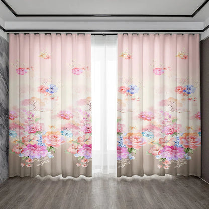 Decobites Pink Floral Bag Curtains for Home Decoration, Kitchen, Coffee Shop, Living Room