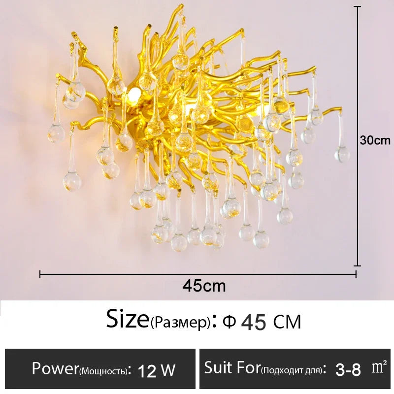 Gold Crystal Modern Chandelier L180cm Premium