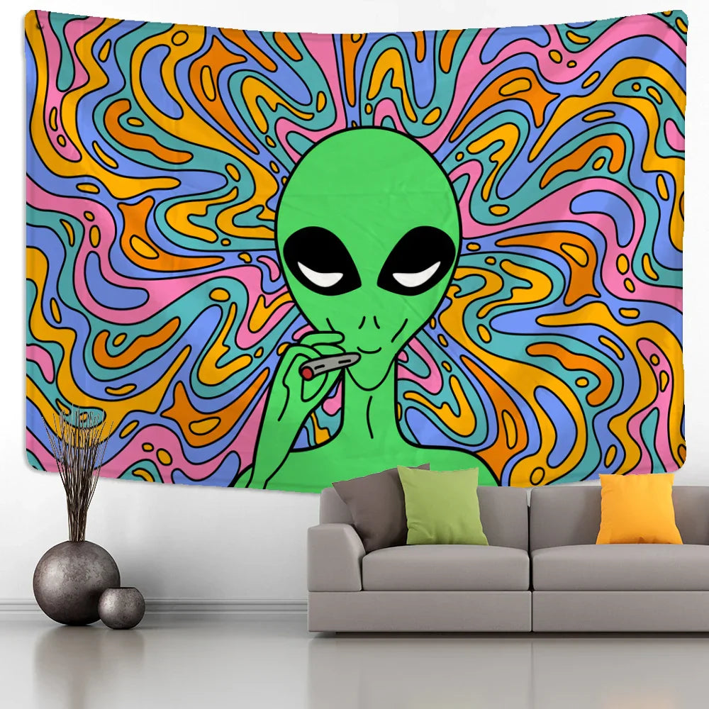 Decobites Psychedelic Alien Tapestry Wall Hanging Abstract Hippie Boho Dorm Home Decor