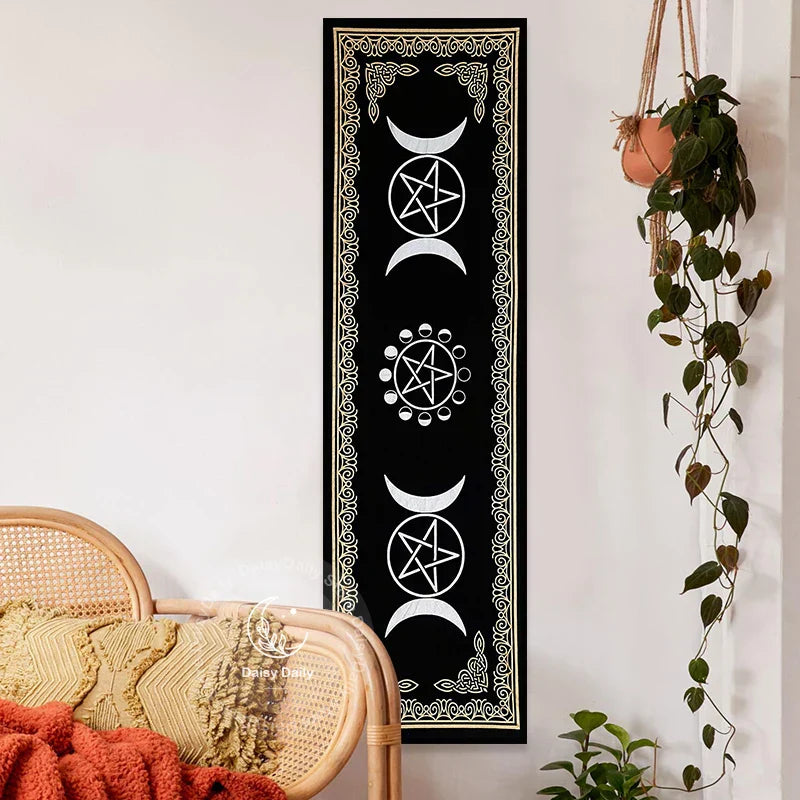 Decobites Triple Moon Phases Tapestry Wall Hanging | Mystical Tarot Boho Room Decor