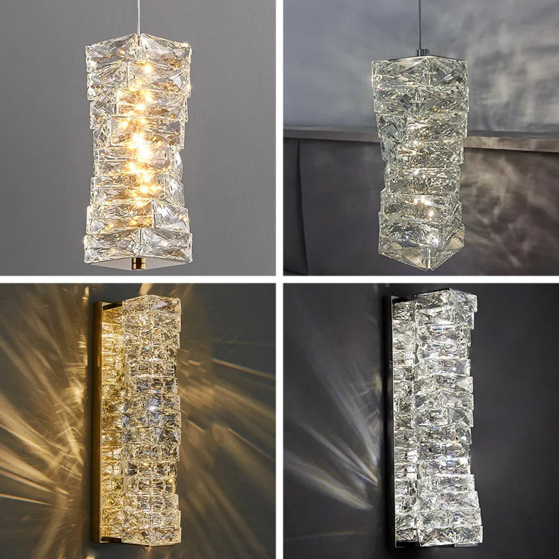Gold Chrome Crystal Sconce For Living Room 60cm