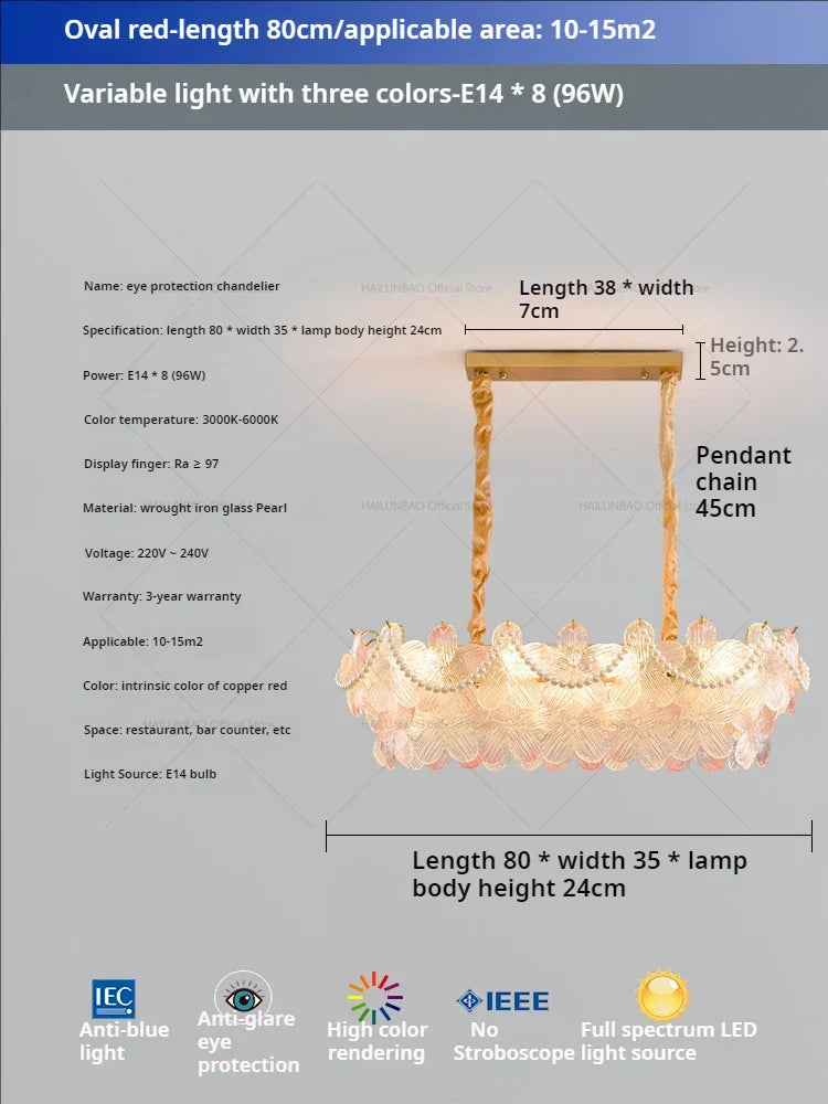 DecorBites™ Glass Flower Princess Room LightLux Postmodern French Cream Wind Lamp