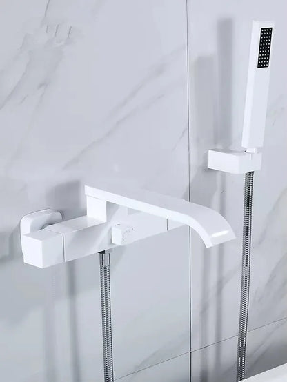 DecorBites™ Brushed Gold Wall Mounted Waterfall Bathtub Shower Set Mixer Tap