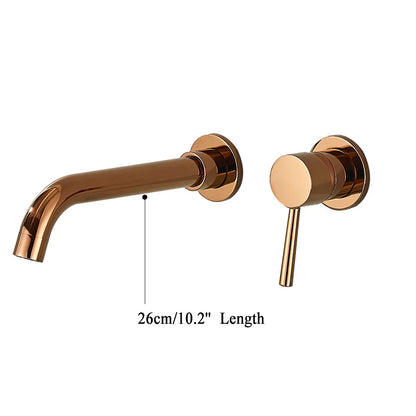 DecorBites™ Gold Brass Bathroom Faucet with Modern Lever Handle, Wall Mount Sink Tap