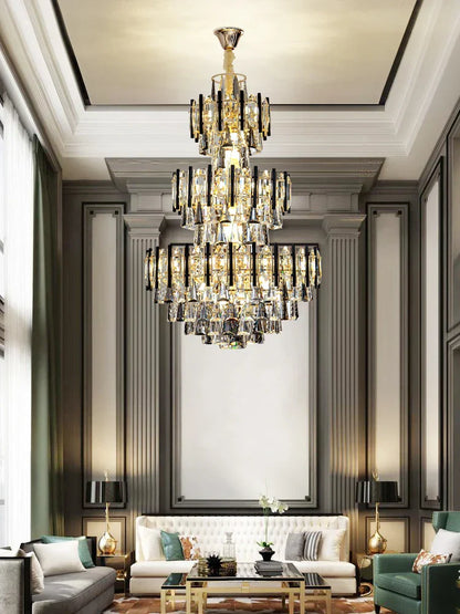 DecorBites™ Crystal Hollow Villa Chandelier: Modern Luxury Pendant Light for Living Room and Hotel Lobby