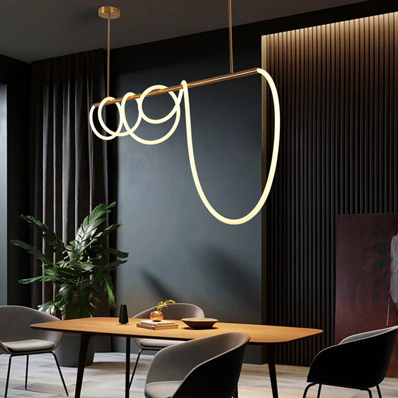 Decorbites™ Gold Schwarz LED Kronleuchter Modern Minimalistischer Pendel für Heimdekoration Beleuchtung