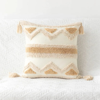 DecorBites™ Boho Geometric Tufted Cushion Cover Cotton Canvas Pillow Covers