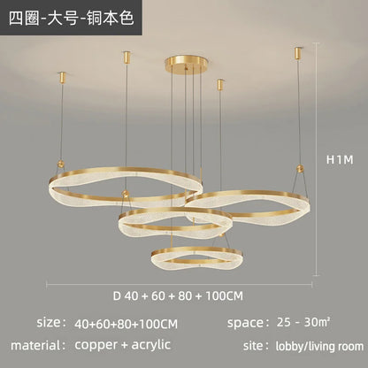 DecorBites™ LED Ring Pendant Chandelier for Living Room Bedroom and Dining Room