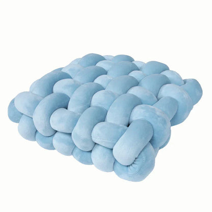 DecorBites™ Knot Square Pillows: Handmade Decor for Living Room, Bedroom, Office in Grey