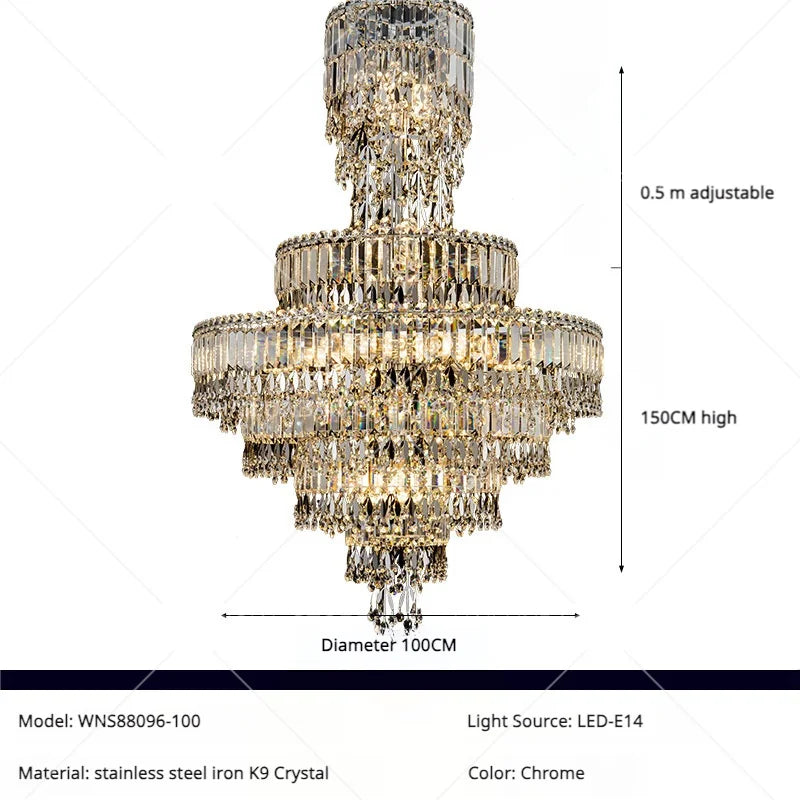 DecorBites™ Crystal Chandelier: Luxury Modern Staircase & Living Room, Hotel & Villa Lighting