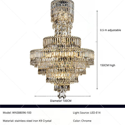 DecorBites™ Crystal Chandelier: Luxury Modern Staircase & Living Room, Hotel & Villa Lighting