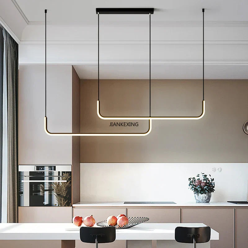 DecorBites™ LED Chandelier: Modern Black Gold Dimmable Lighting for Dining Room, Kitchen Table