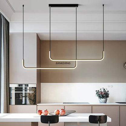 DecorBites™ LED Chandelier: Modern Black Gold Dimmable Lighting for Dining Room, Kitchen Table