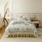 Decobites French Country Flowers Print Bedding Set with Lace Ruffles