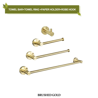 DecorBites™ Brushed Gold Bathroom Hardware Set with Stainless Steel Towel Bar & Paper Holder