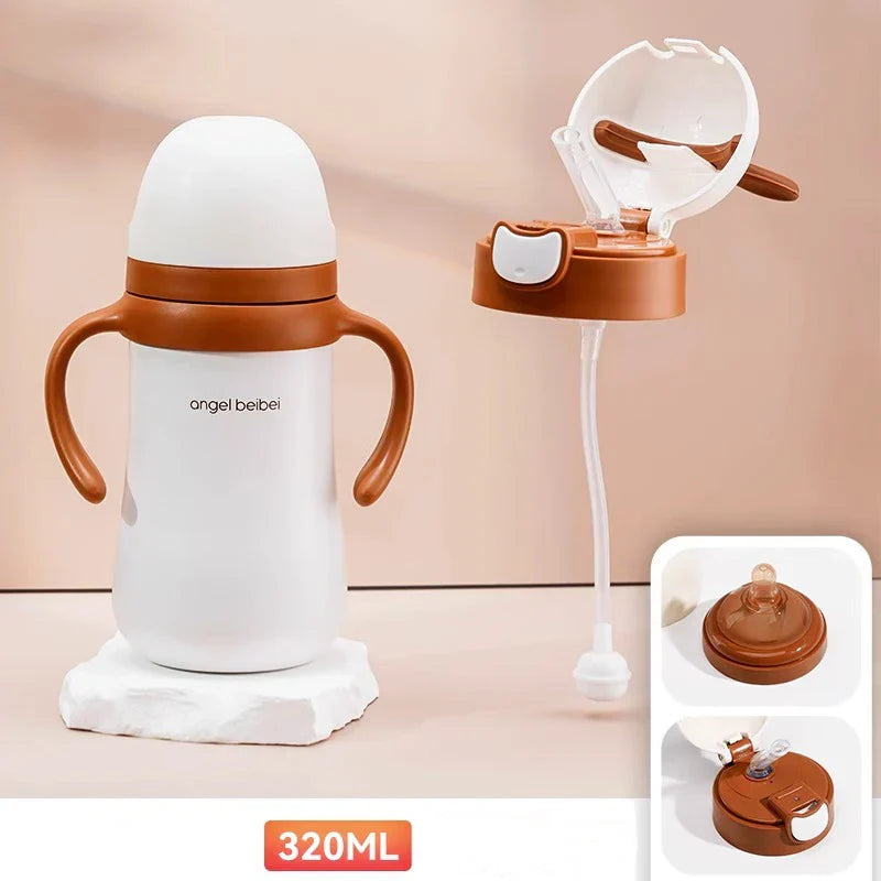 DecorBites™ Kids Stainless Steel Thermos Cup with Straw, 320ML Cute Water Bottle