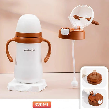 DecorBites™ Kids Stainless Steel Thermos Cup with Straw, 320ML Cute Water Bottle