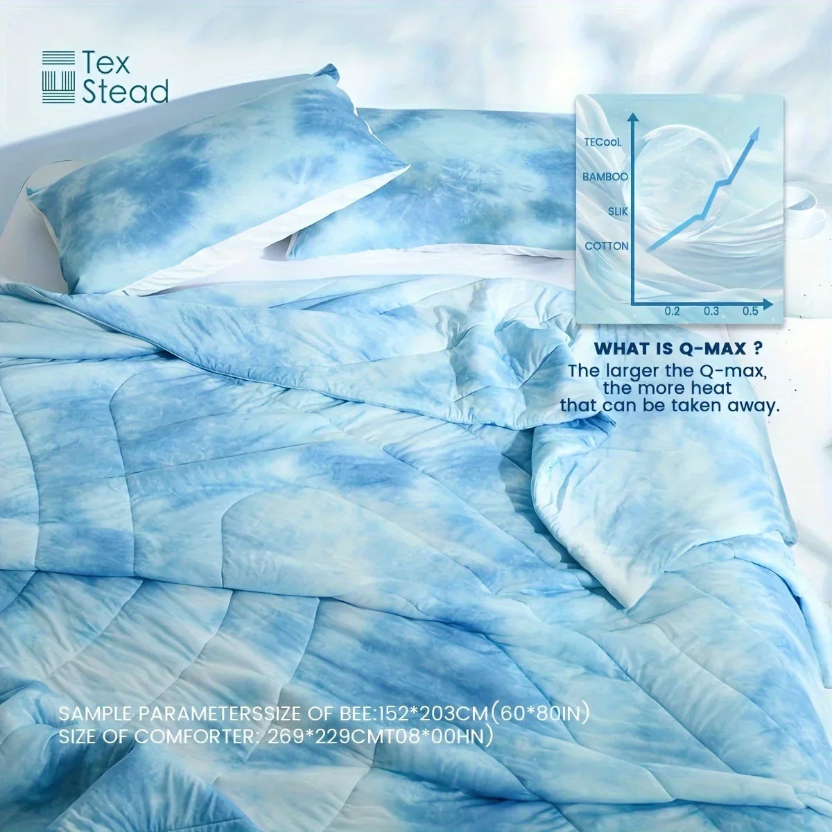 Decobites Tie-Dyed Wave Quilt Set: Summer Coolness (1 Quilt + 2 Pillowcases)