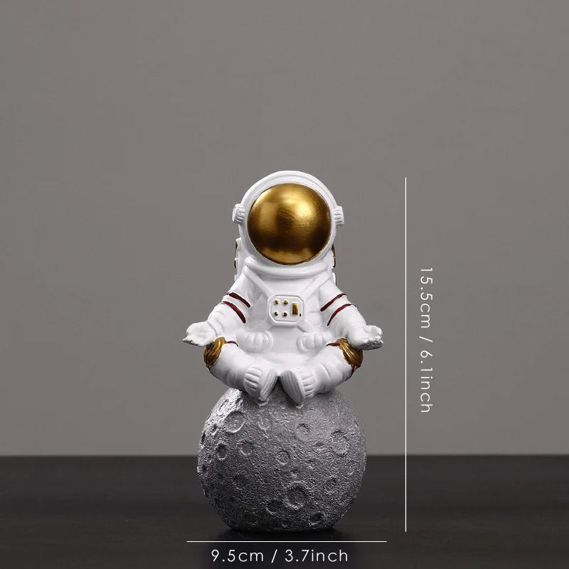 Figuras de astronautas DecorBites™: Escultura moderna de astronauta con luna, regalo perfecto para hombre y novio