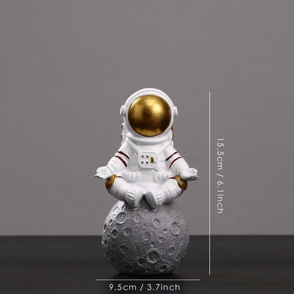 Figuras de astronautas DecorBites™: Escultura moderna de astronauta con luna, regalo perfecto para hombre y novio