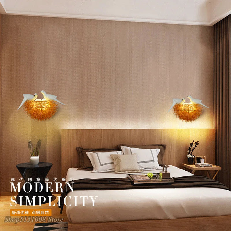 DecorBites™ Gold Bird Nest LED Wall Lamp Modern Home Decoration Wall Sconce
