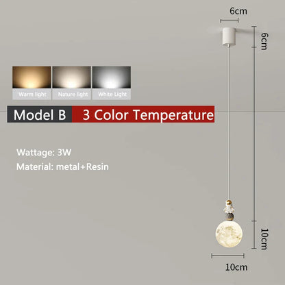 DecorBites™ Astronaut Pendant Lamp: Round Moon Hanging Light for Children's Bedroom