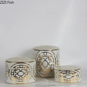 Conjunto de Tarros de Almacenamiento Geométricos de Oro Decorbites™