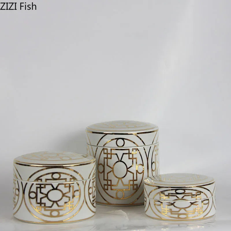 Conjunto de Tarros de Almacenamiento Geométricos de Oro Decorbites™