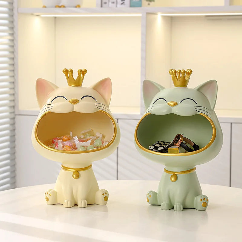 DecorBites™ Lucky Cat Sculpture Storage Box Desk Decoration Miniature Figurine