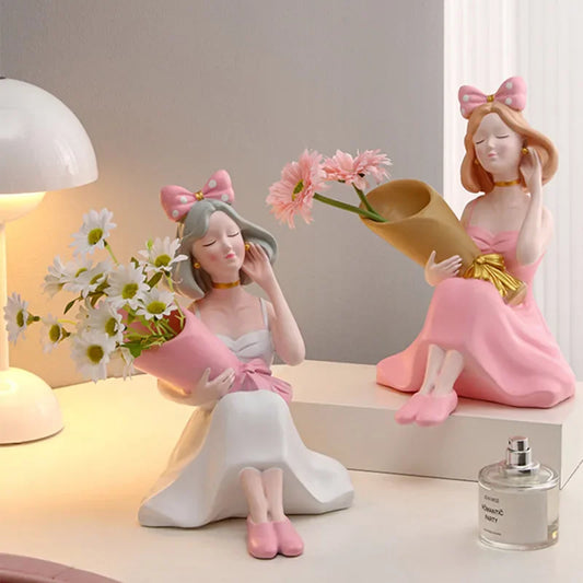 ديكور بايتس™ تماثيل الفتيات، زخارف المزهريات، ديكورات المكاتب، التماثيل الصغيرة، خزائن التلفزيون، الإكسسوارات الزهرية