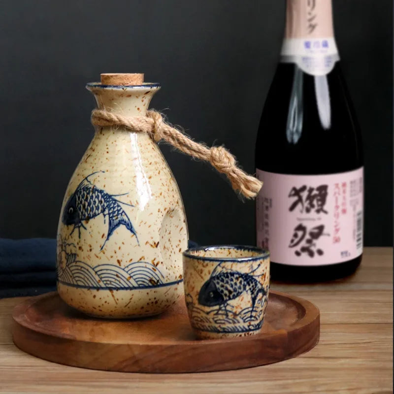 DecorBites™ Japanese Sake Pot Set Handcrafted Ceramic Wine Warmer Vintage Spirits Cup