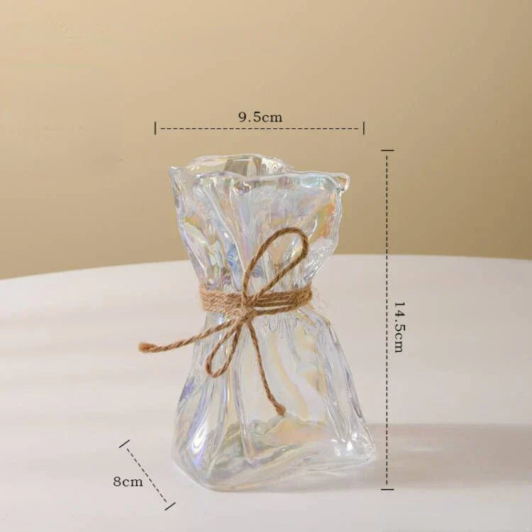 DecorBites™ Clear Glass Folded Road Vase - Creative Handcrafted Hydroponic Art Vase