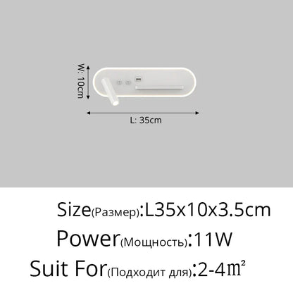 مصابيح حائط بجانب السرير من DecorBites™ مزودة بمفتاح ومنفذ USB وشحن لاسلكي لغرفة النوم المنزلية