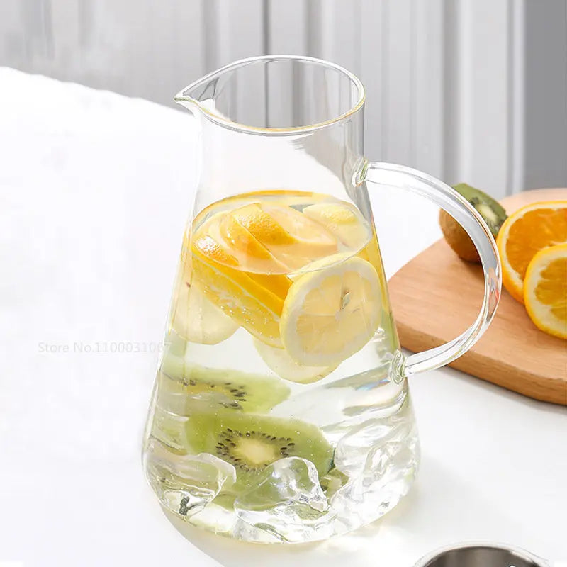 Jarra de vidrio DecorBites™ - Jarra grande de borosilicato resistente al calor con tapa de acero inoxidable