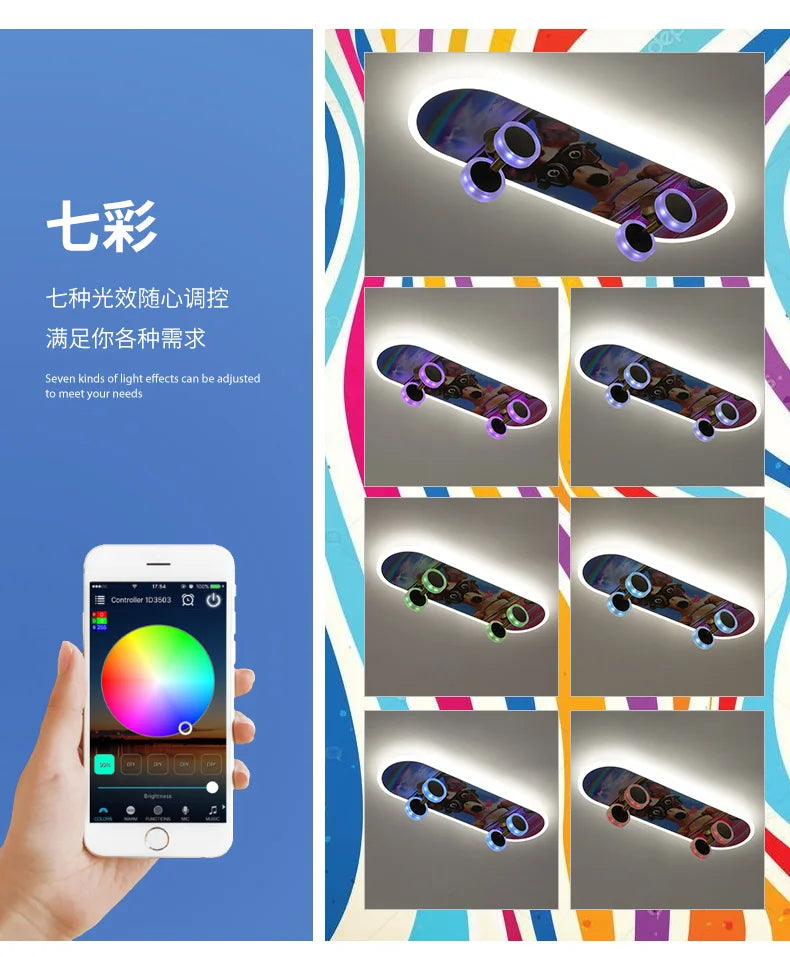 DecorBites™ Kids Skateboard LED Ceiling Light for Modern Children's Rooms