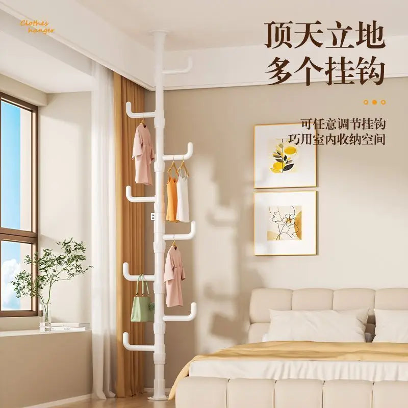 DecorBites™ Clothing Storage Hanging Rail Coat Rack for Bedroom and Living Room