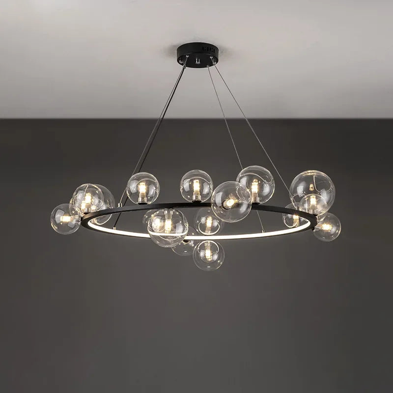 DecorBites™ Clear Glass LED Chandelier: Modern Nordic Hall Parlor Lighting Fixture