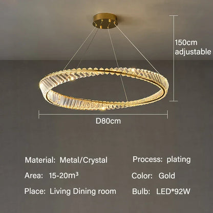 DecorBites™ Gold LED Crystal Pendant Chandelier for Luxury Living Dining Room LightingDécor