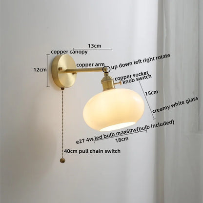 DecorBites™ Glass Copper LED Wall Lamp with Knob Switch for Modern Home Decor