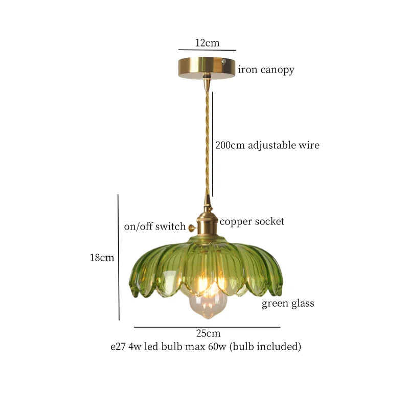 DecorBites™ Green Glass LED Pendant Light Fixture - Modern Nordic Hanging Lamp