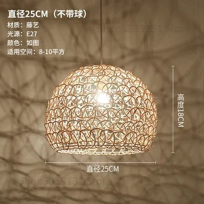 DecorBites™ Hand Woven Rattan Pendant Lights Chandelier Bamboo Modern Living Room Decor