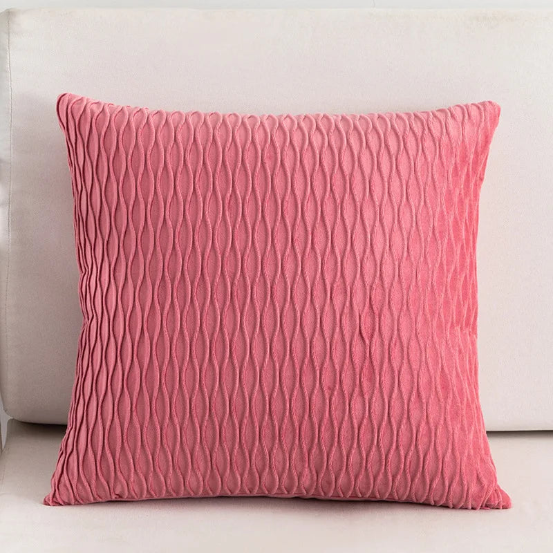 Decobites Velvet Striped Pleated Square Pillowcase