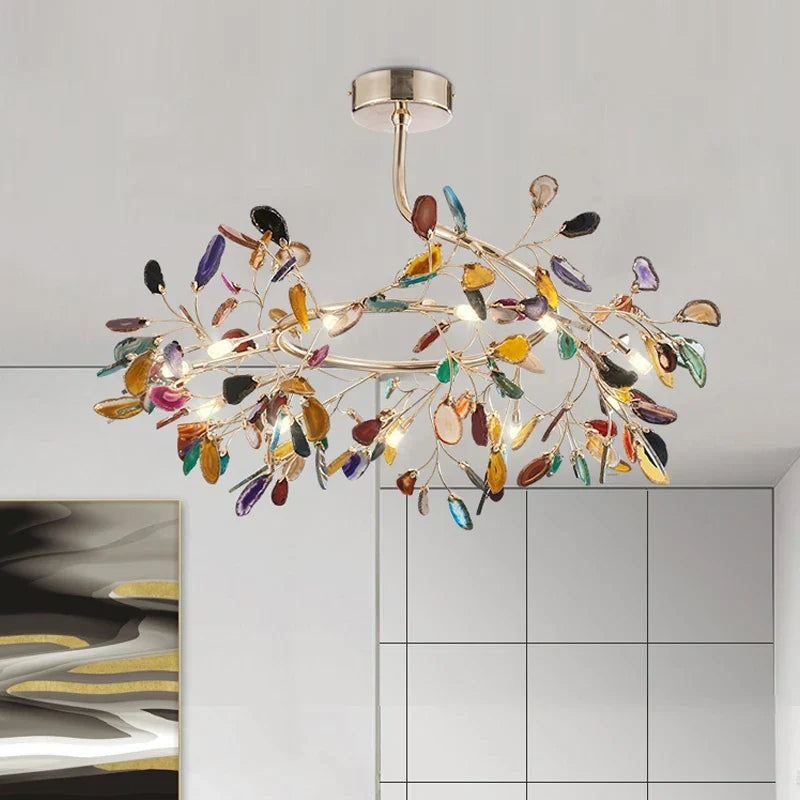 DecorBites™ Agate Branch Chandelier - Nordic Glass LED Globe for Bedroom, Kitchen, Dining Room