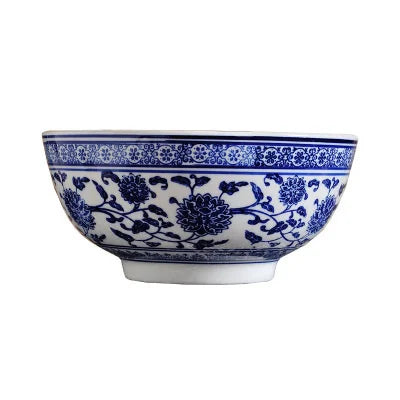 DecorBites™ Blue and White Ceramic Noodle Bowl - Japanese Style Tableware