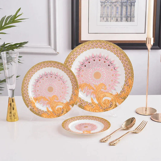DecorBites™ Golden Flower Bone China Tableware Set