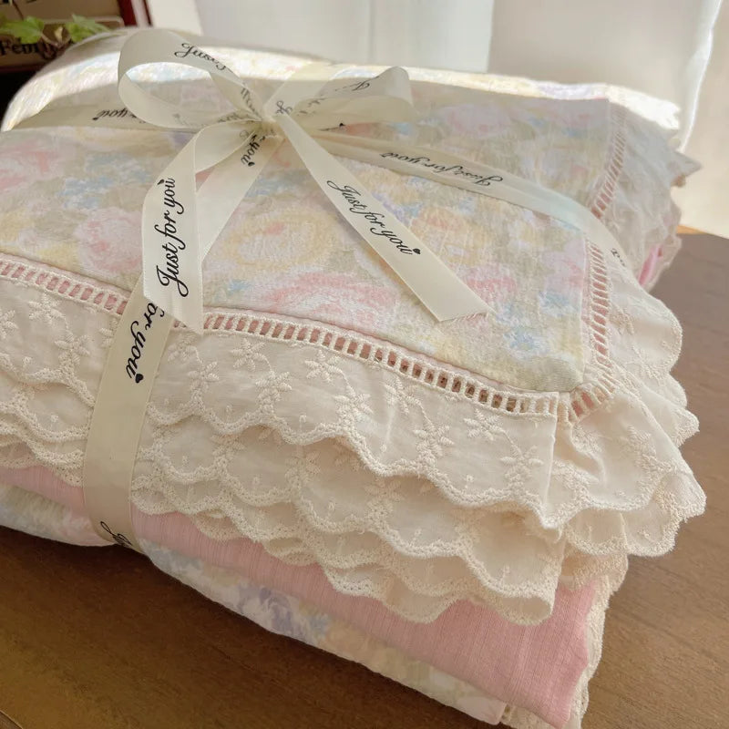 DecorBites™ Lace Romantic Comforter Set - Full Twin Double Size Bed Linens