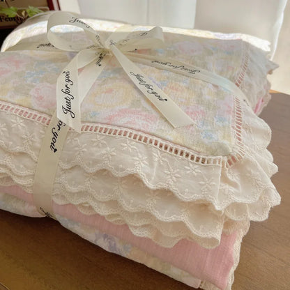 DecorBites™ Lace Romantic Comforter Set - Full Twin Double Size Bed Linens