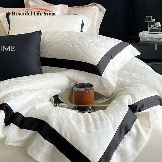 Decobites Silky Cool Cotton Jacquard Bedding Set with Luxe Lyocell, Soft & Breathable Quality